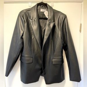 XL | Suzy Shier: Vegan Leather Blazer NWT | Black